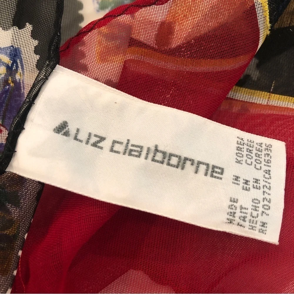 Vintage Liz Claiborne Scarf Wrap Vacation Time Travel Novelty Print Rectangular